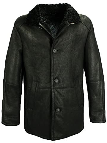 Jilani - Herren Echtleder Lammfellmantel Lederjacke Ledermantel schwarz Größe 58