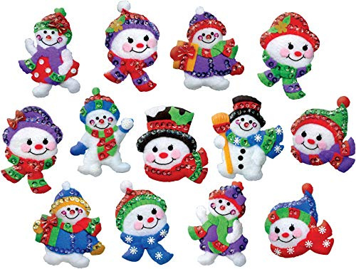 Jolly Snowmen Felt Ornament Kit - Set/13