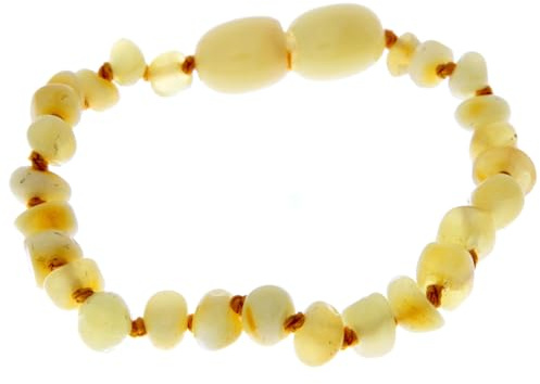 SilverAmber Jewellery UK New Baltic Amber Anklet Bracelet Lemon - Handmade 100% Genuine Amber Polished Beads - Premium Quality - Sizes 12-27 CM - (Size: 15 CM)