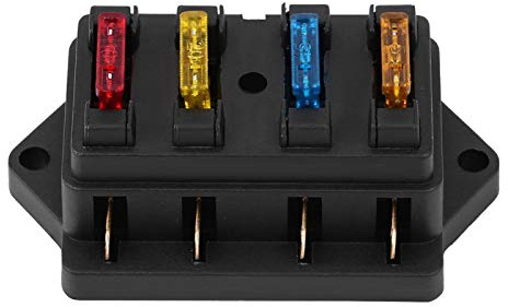 Porte-fusible de lame de voiture, Boite Fusible Voiture,Voies Boîte Fusibles support de bloc de boîte à fusibles de lame Standard de Circuit 12-24V avec fusible 5A+10A+15A+20A