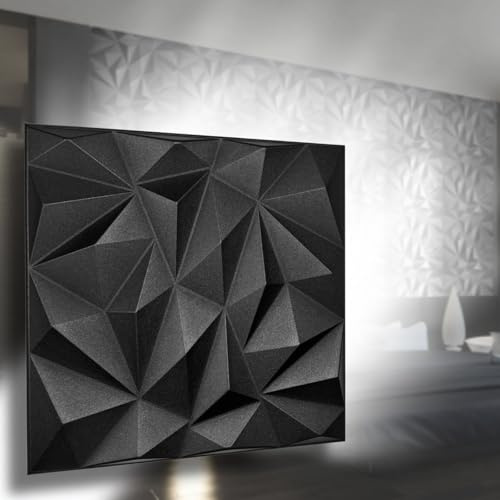 6 m²/3D - Panneaux muraux - Revêtement mural - Panneaux de plafond - Décoration murale - Stickers muraux - En polystyrène (6 m² = 24 pièces) (zircon, noir)