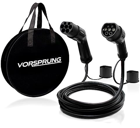 Vorsprung® Rapid EV Charging Cable, Type 2 T2 Charging 3M – 3 metre, 32 amp, 7.68kW EV Car Charging Cable, Technology, Fast Electric Vehicle Charging Cable - with Free Carry Bag (UK Seller)