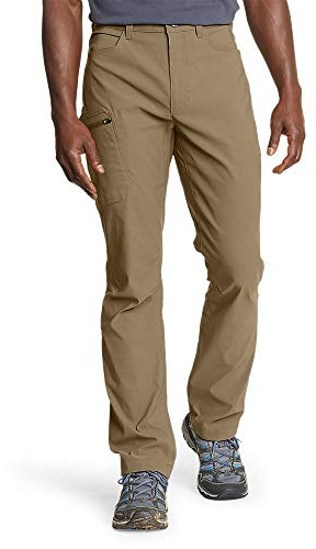 Eddie Bauer Men's Athletic Fit Fixed Waist Active Performance Rainier Pants, Saddle, 32W x 30L