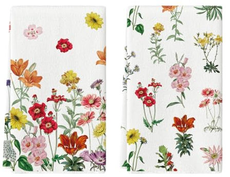 Artoid Mode Sonnenblumen Wilde Blätter Frühling Küchentücher Geschirrtücher, 42x65 cm Saisonale Sommer Dekoration Handtücher 2er Set