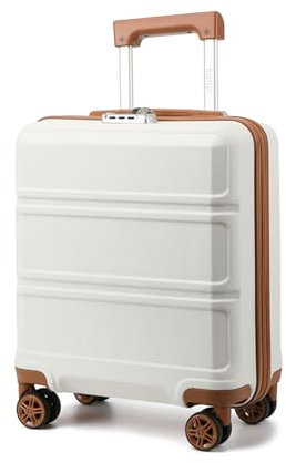 KONO Kleiner Koffer Handgepäck Hartschalenkoffer für Easyjet Handgepäck 45x36x20 cm, Leicht Reisekoffer mit 4 Rollen und Zahlenschloss (Creme Weiß)
