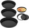 YUNYODA 3Pcs/Set Quiche Pans, Round Baking Flan Tins with Loose Base, Fluted Tart Tin with Removable Bottom, Non-Stick Tart Pan for Quiches, Flans, Pie Pan, Quiche Dish, Carbon Steel (Black)
