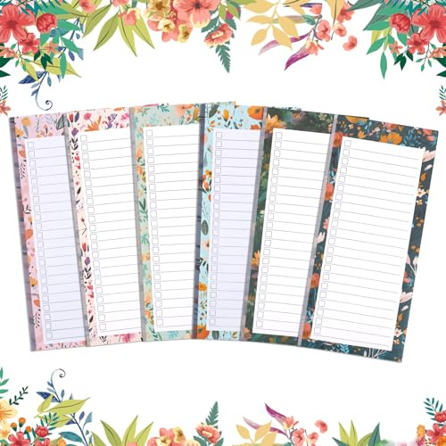 Set da 6 blocchi note, quaderno con lista della spesa magnetica, con caselle da spuntare, per ufficio, casa e scuola, 9×21,5 cm