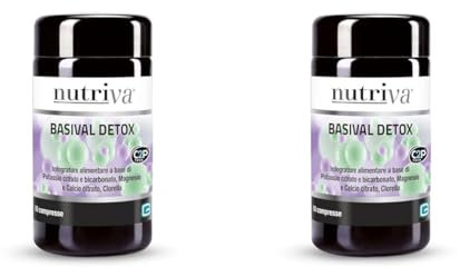 Nutriva Basival Detox, integratore alimentare a base di Sali minerali e Clorella. 60 compresse. Detox, azione depurativa e antiossidante. Vegano (Confezione da 2)