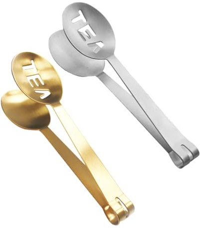 LALADEFIEE Pinza Per Spremitura Bustine Di Tè 2 in 1 Supporto E Cucchiaio in Acciaio Inossidabile Strumento Per La Preparazione Del Tè
