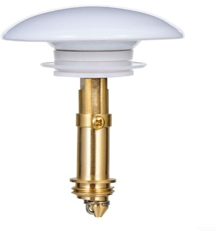 Tapón de drenaje de fregadero de 66 mm con cubierta de latón para lavabo de baño, solución de drenaje de botón pulsador (blanco)