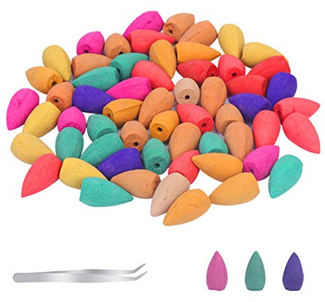 200Pcs Rückfluss Räucherkegel Set KATOOM Sandelholz Räucherstäbchen Gemischte Düfte Räucherkerze Natürlicher Duft für Aromatherapie Luftreinigung