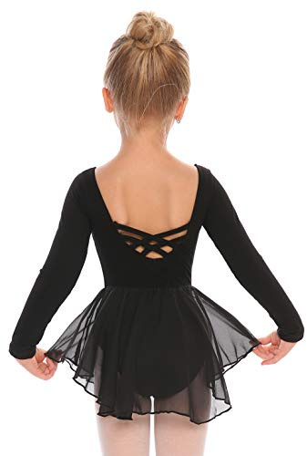 Zaclotre Ballet Leotards for Girls Toddler Classic Long Sleeve Criss-Cross Back Dance Dress Ballerina Outfits