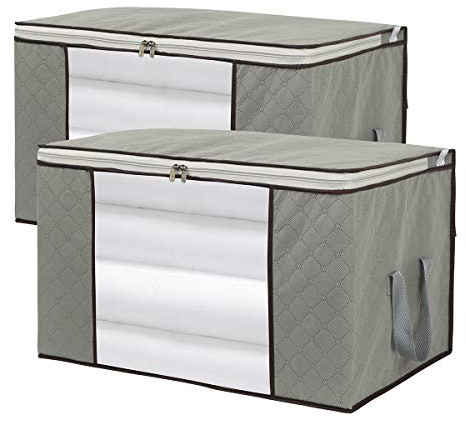 2 Pack Foldable Large Storage Bags for Clothes, Comforter, Quilt, Blanket