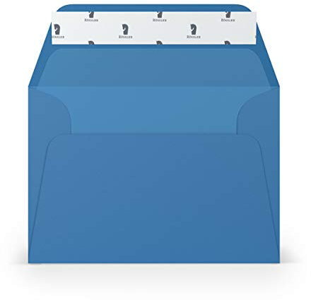 PAPERADO 50 Briefumschläge DIN C6 Haftklebung mit Seidenfutter Stahlblau gerippt Royal-Blau - 100 g/m² Kuvert ohne Fenster 11,4 x 16,2 cm - Umschläge mit breiter Verschlussklappe