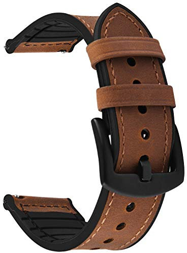 Fullmosa 20mm Correa Reloj Cuero y Silicona,Pulsera Reloj Híbridas de para Garmin Vivoactive 5/3 40mm/3/3 Music,Garmin Venu/2 Plus;Samsung Galaxy Watch FE 40mm/7/6/5/4/3