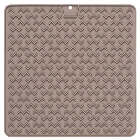 Messy Mutts Silicone Therapeutic Interactive Feeding and Licking Mat | 12” x 12” | Slow Feeder for Boredom & Anxiety | Lick Pad for Cats & Small Dogs | Grey