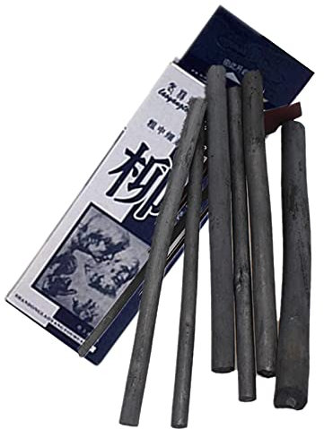 XHBTS Weinkohle, Weich, Schwarz 25 Kohlestifte zum Zeichnen, Skizzieren und Kunst, Willow Sketch Kohlestifte zum Zeichnen (3-8mm(6pcs))