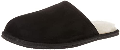 Amazon Essentials Herren Kuschelige Pantoffeln, Schwarz Mikro Wildleder, 43 EU