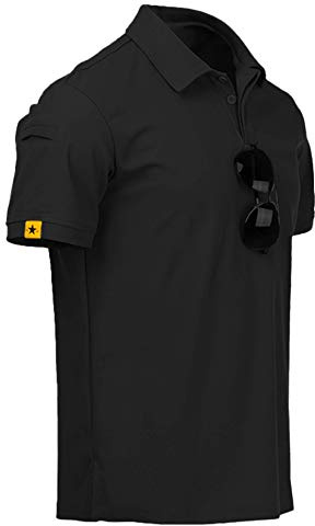 geeksport Polo Hombre Manga Corta Golf Camisa Transpirable Polo Deportivos para Hombre T-Shirt Verano Negro M