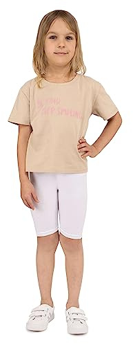 looksy Fahrradshorts für Mädchen – Klassische einfarbige und lebendige Farben elastischer Bund bequemer und atmungsaktiver Baumwollstoff langlebig und einfach zu tragen, Weiß 4 Jahre (104 cm)