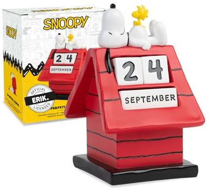 Grupo Erik Ewiger Kalender Peanuts Snoopy Figur - 3D Kalender Tischkalender zum Aufstellen - Dauerkalender Snoopy Offizielles Lizenzendprodukt Büro Deko Comic