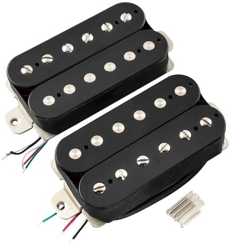 Musiclily Pro LP-OMHA Alnico 5 Uncovered Humbucker Neck Bridge Pickups Set 7.5K/16K for Electric Guitar, Black