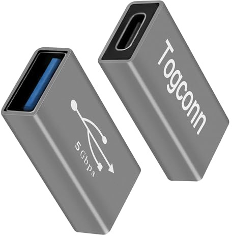 Togconn USB to USB C Adapter 2 Pack, Bi-Directional USB Type-C (Female) to USB Type-A (Female) On-The-Go (OTG) Converter Connector Support Charging & Data Sync for Laptop, PC, iPhone, MacBook Pro