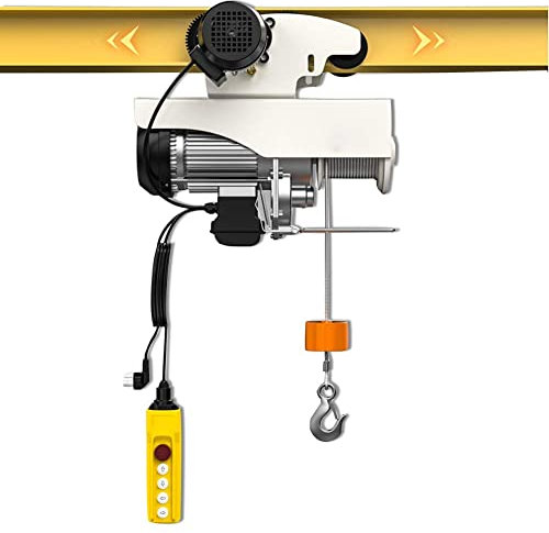 DDNGEJ Kleiner elektrischer Kran, Drahtseillänge 20 m, Hebezeug 580/650 W, mit elektrischer Laufkatze, Tragkraftkran, mit Sportwagen-Notruftaste, 220 V