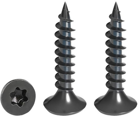 Drenky Lot de 50 Vis M5 x 16 mm vis à bois Torx noires - Avec tête fraisée en acier inoxydable A2 - Filetage complet - Vis autotaraudeuses - Vis universelles Torx TX25