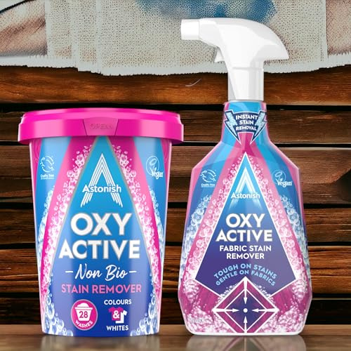 Astonish Oxy Active Stain Remover Bundle - Spray (750ml) & Powder (625g) for Clothes