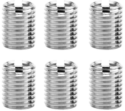 Juego de 6 piezas de rosca M8 a M6, adaptador de rosca de acero inoxidable, juego de conversión, rosca interior M6 x 1 y rosca exterior M8 x 1,25, inserto de rosca autorroscante para automóviles