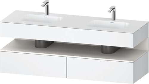 Duravit Qatego Einbauwaschtisch mit Konsolenwaschtischunterbau, 1600x550x600mm, Nische Weiß Supermatt, Doppelwaschtisch, QA4797084180010, Farbe: Weiß