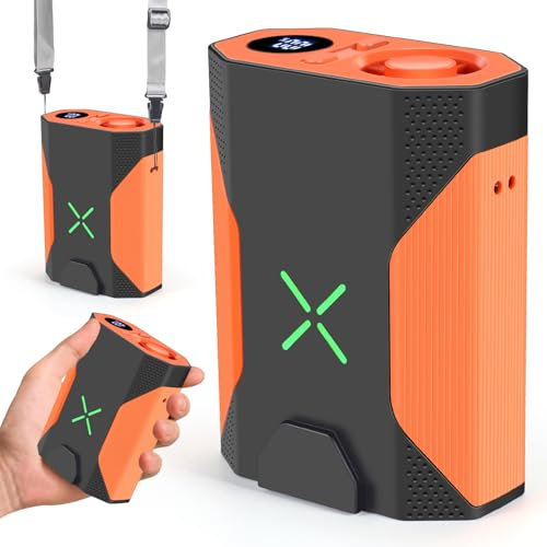 Uplayteck Mini Portable Waist Fan - 1-100 Speeds 36000RPM Strong Airflow, 4500mAh Battery Powered, Max 16H Cooling, Mini Waist/Neck/Handheld Fan for Outdoor Jobsite Camping Travel (Orange)