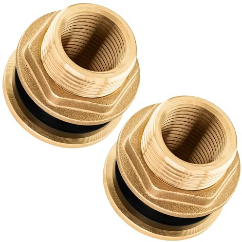 Poppstar 2x Raccord pour Citerne d'eau, 3 Pièces, passage de tonneau 1/2 pouce (19 mm) filetage intérieur, laiton, joint inclus