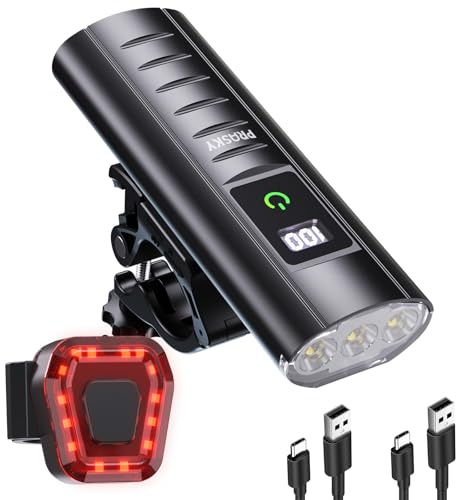Bike Light Set, 360° Rotatable Bike Lights for Night Riding, Aluminum Super Bright 5000mAh LED Bike Headlights, 6+4 Modes, Bright Bicycle Lights Front and Rear for Cyclists and Commuters