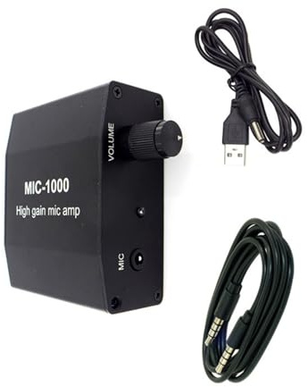 GAOINTELL 1 Ensemble D'amplificateur De Port Sonore À 1000 Haute Sensibilité MIC-1000 pour Appareils Mobiles Utilisant des Microphones À Condensateur 3 5 Mm Préampli Microphone en Aluminium