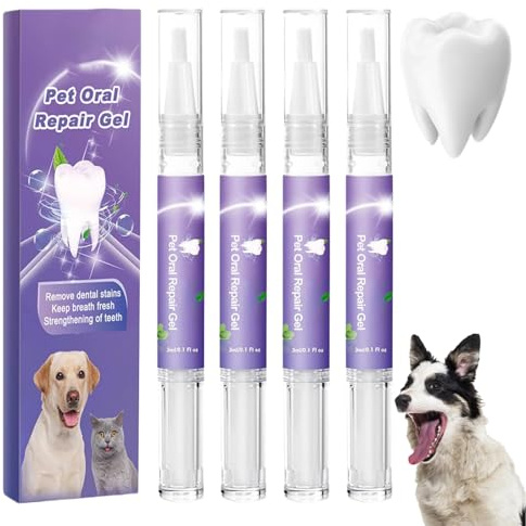 4PCS Pet Or/al Cleaning Gel,Dog Teeth Cleaning,Dental Care Toothpaste, Whitening & Healthy Gums,No-Brushing Or/al Care Gel for Tartar Control, Fresh Breath Dental Solution for Puppies & Adult Dogs