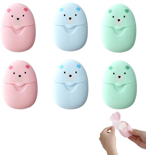 6 scatole (300 pezzi) di fogli di sapone da viaggio, mini carta per sapone portatile, biodegradabile, mini sapone e sapone da viaggio, fogli di sapone portatili, carta usa e getta con scatola di