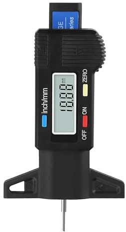 PrecisionPro Medidor de profundidad digital de 0 a 25,4 mm de acero inoxidable con carcasa de polipropileno, precisión de 0,2 mm, resolución de 0,01 mm, herramienta de control de desgaste de ruedas de