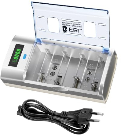 EBL Universel Chargeur de Piles, pour AA/AAA/C/D/9V Piles Rechargeables