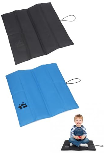 Luxorium 2 Pezzi Cuscino Outdoor Set, 31.5x32.5cm Nero & Azzurro Cielo, Impermeabile e Isolante per Campeggio, Trekking, Stadio, Giardino – Protezione Ergonomica da Freddo & Umido