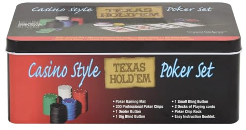 LoogCape Pokerchips-set 200 stycken med resväska, spelmatta, dealer-knapp och kortlekar för Texas Holdem, Blackjack, Roulette, brädspel för fest och turnering i DE