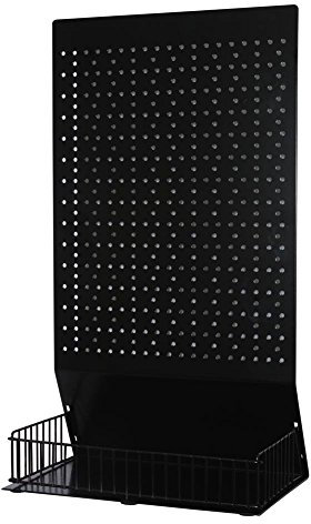 Présentoir paroi perforée pour comptoir en noir idéal pour de crochets simples ou doubles