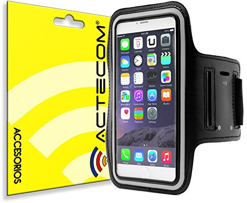 actecom Brazalete Deportivo valido para Smartphones de hasta 6.6 Compatible con iPhone 11 Pro MAX XS MAX 11 Samsung Galaxy S20 Plus S10 Plus S9 Plus S8 Plus (Negro)