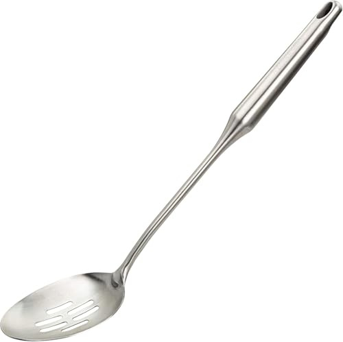 Millvado Stainless Steel Kitchen Spoon with Groove, Large, 15, Dishwasher, Classic