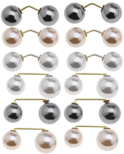 12pcs Fausse Perle Broche Broche Anti-Exposition Décolleté Goupille de Sécurité Clip pour Châle Cardigan Chandail Écharpe Chapeau Femmes Filles Dames Vêtements Décoration