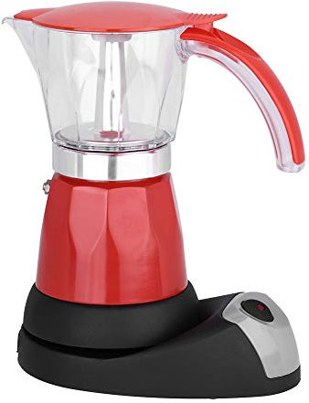 Kuuleyn Cafetière à Expresso Classique 300 ML 480 W, Cafetière électrique à Moka, Tasse à Expresso De Style Italien, Cafetière à Moka Détachable, 6 Tasses De Café(Rouge)