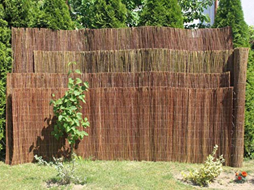 Damian-Wiklina Weidenmatte Sichtschutz 60 cm Hore – für Garten, Balkon und Terrasse – Schutz vor Wind und Laub – aus unbehandeitem Weidenholz mit Stahldraht – Farbe: von Natur aus Braun, Länge 300 cm