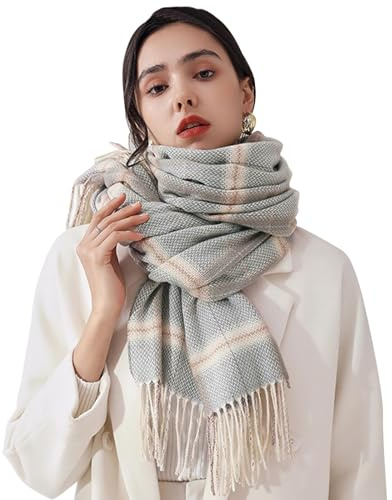 CINGHIA Bufanda Mujer Invierno, Pañuelo, Fular Caliente Unisexo 70 x 200cm (Gris Claro)