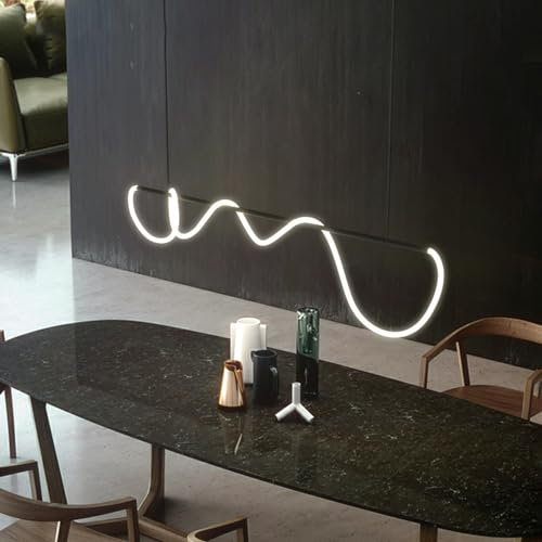 LED Pendelleuchte Esstisch Schwarz Dimmbar Hängeleuchte mit Fernbedienung Pendellampe linear Design Moderne kreativ Kronleuchter für Esstischlampe Esszimmer Küche Wohnzimmer Lampen (Schwarz, L120cm)